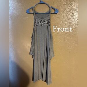 Gray Off the shoulder Dress with Lace Detail